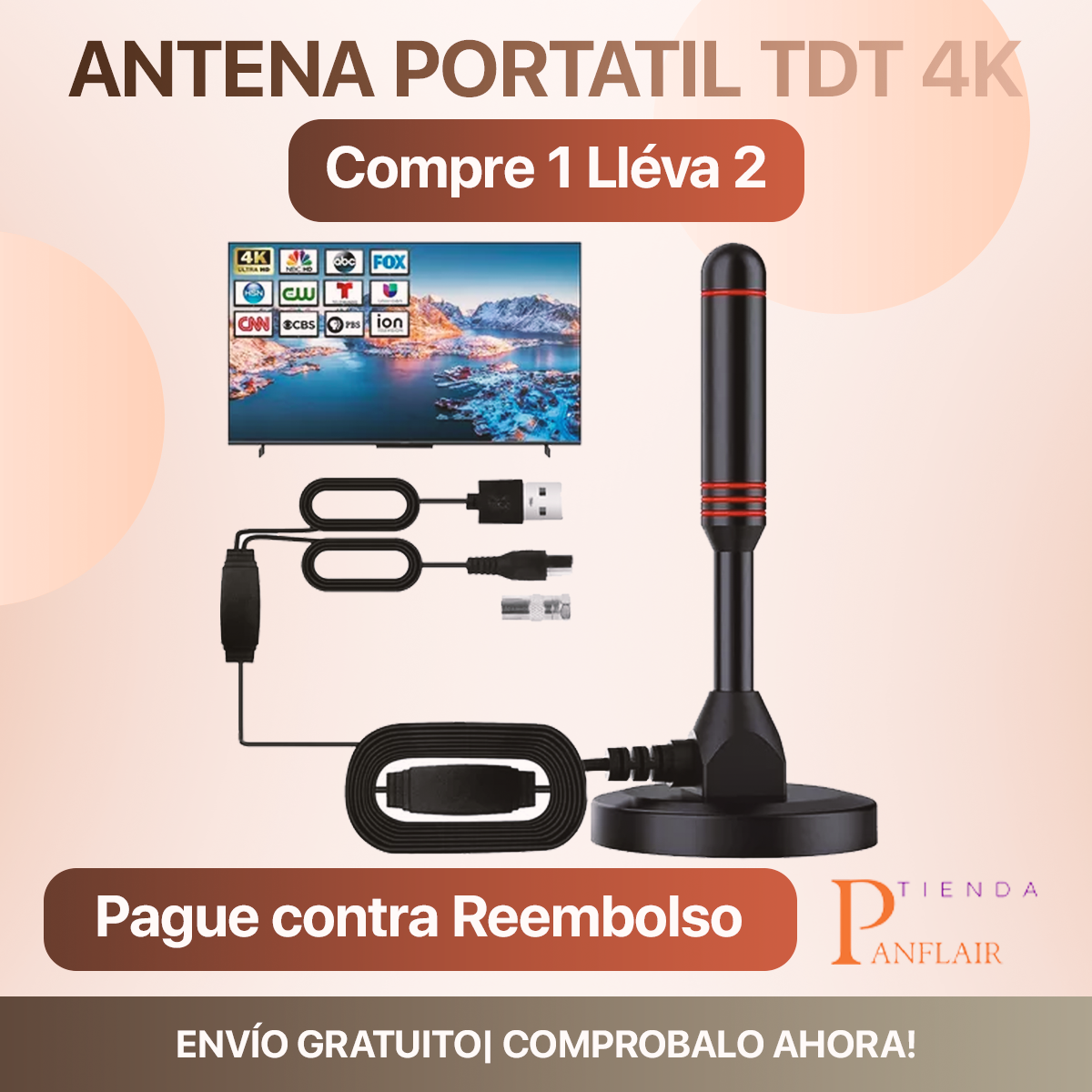 COMPRE 1 LLÉVESE 2 ANTENA PORTATIL TDT 4K